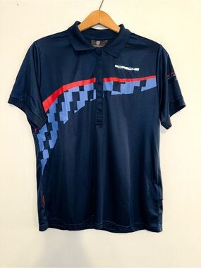 Porsche Polo Shirt Womens Medium Rennsport Reunion 7 Motorsport Graphic